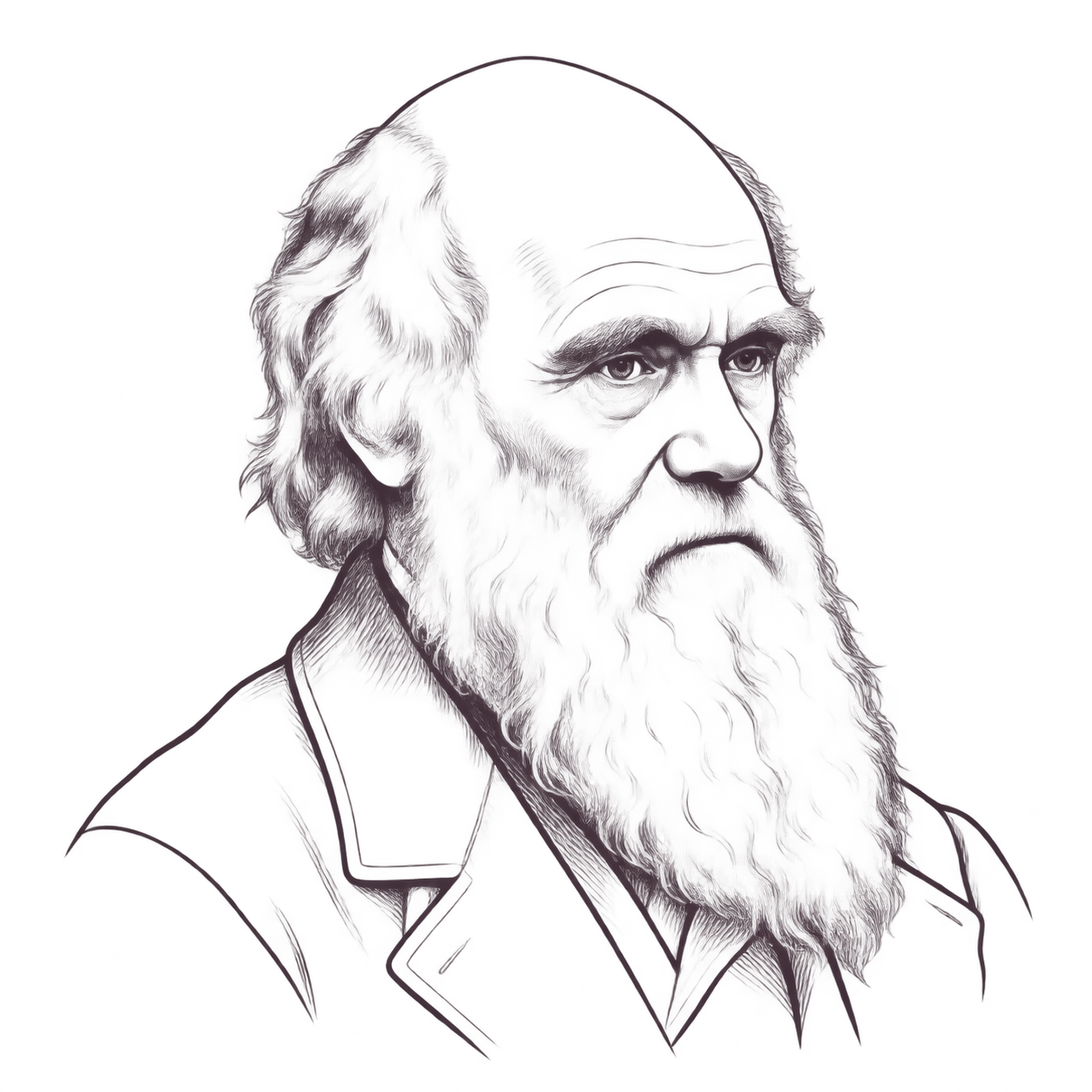 Line drawing of Charles Darwin